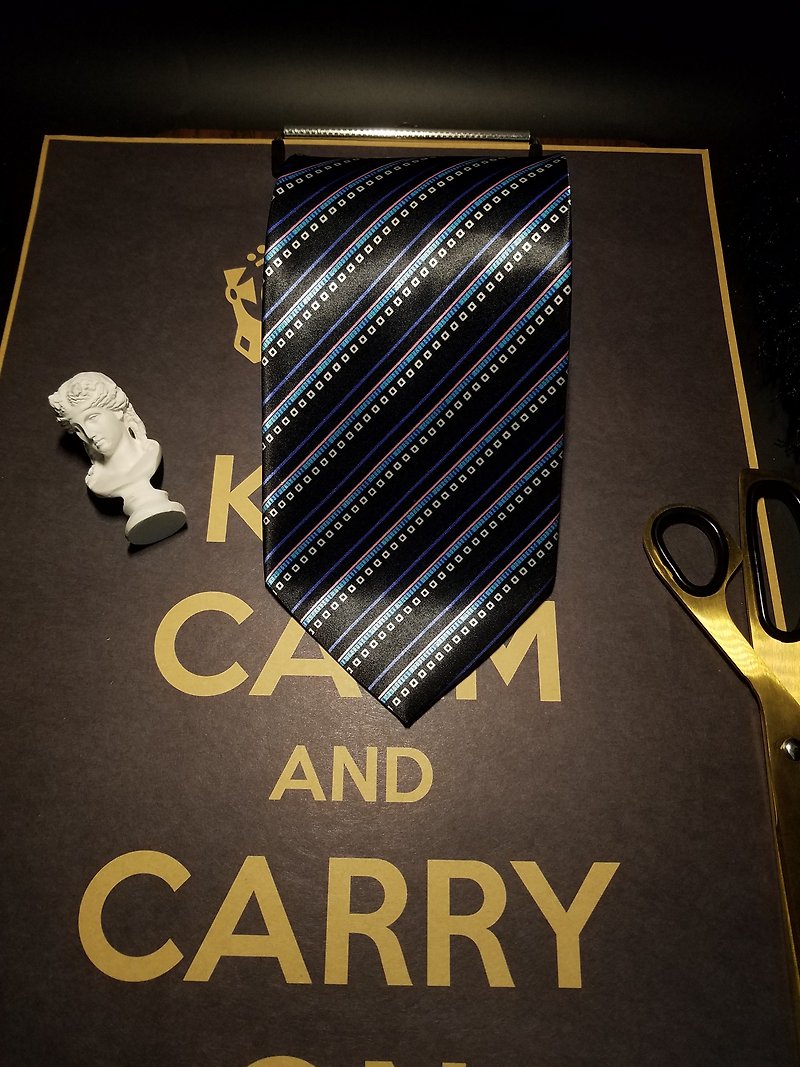 黑色蓝条纹领带商务正装领带 - 领带/领带夹 - 丝．绢 黑色