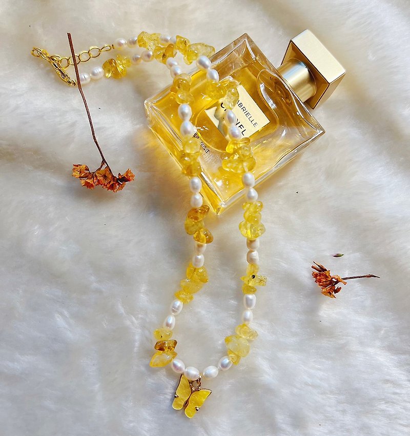 Natural Pearl Necklace - 项链 - 珍珠 黄色