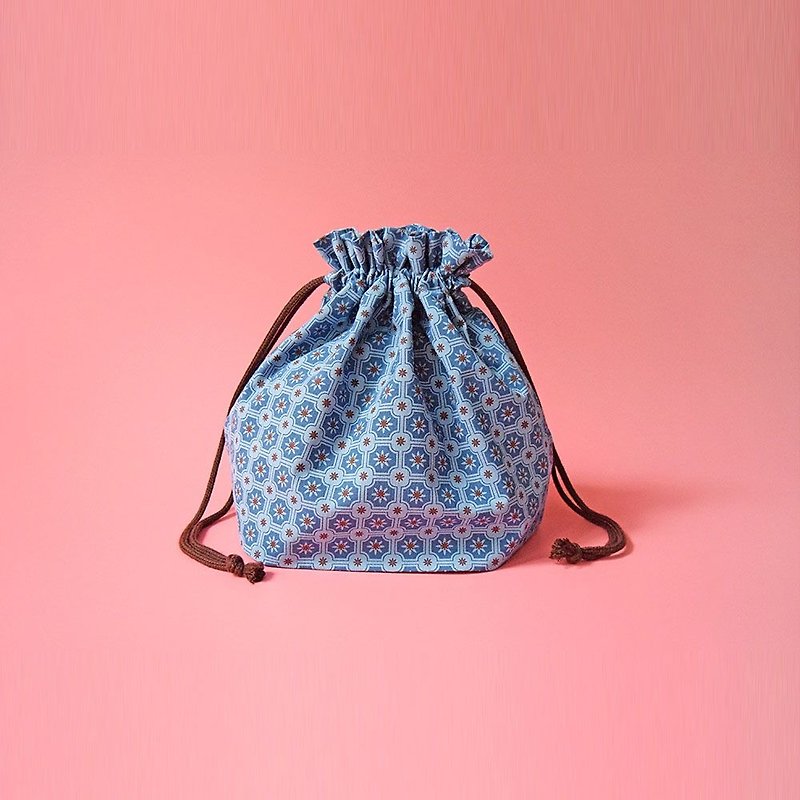 束口旅行衣物袋-M/老磁砖2号/暮色蓝 - 化妆包/杂物包 - 棉．麻 
