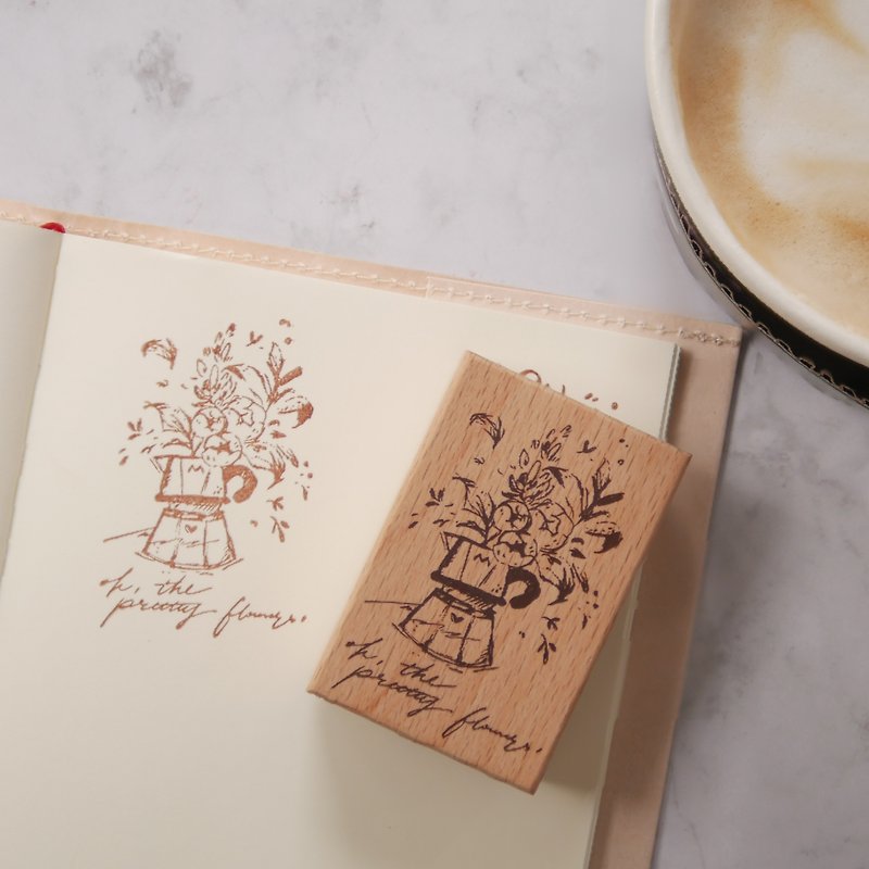 榉木印章 - 摩卡壶 - 印章/印台 - 木头 咖啡色