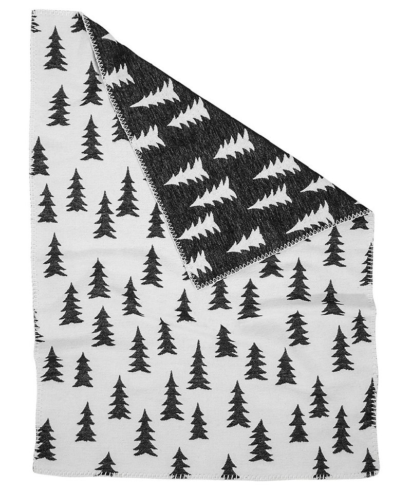森林有机棉刷毛毯黑白–GRAN WOVEN CHILD BLANKET(Black&white) - 被子/毛毯 - 棉．麻 白色