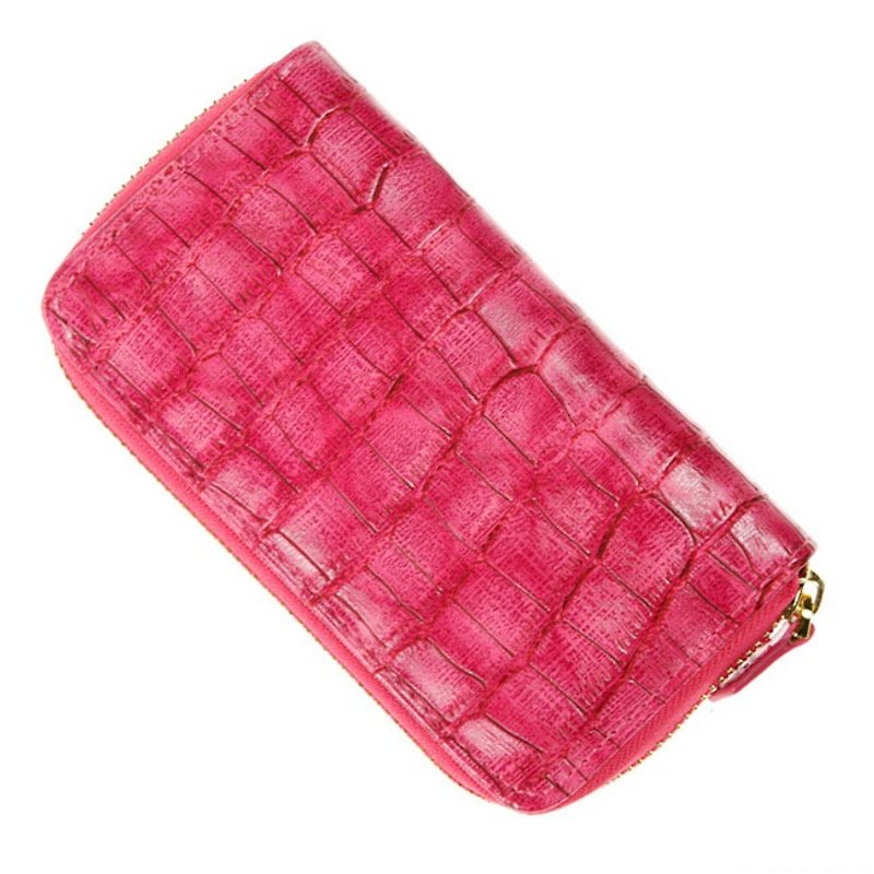 ARTEX accessory 妆笔包 鳄鱼皮压纹 桃红色 - 化妆包/杂物包 - 人造皮革 粉红色