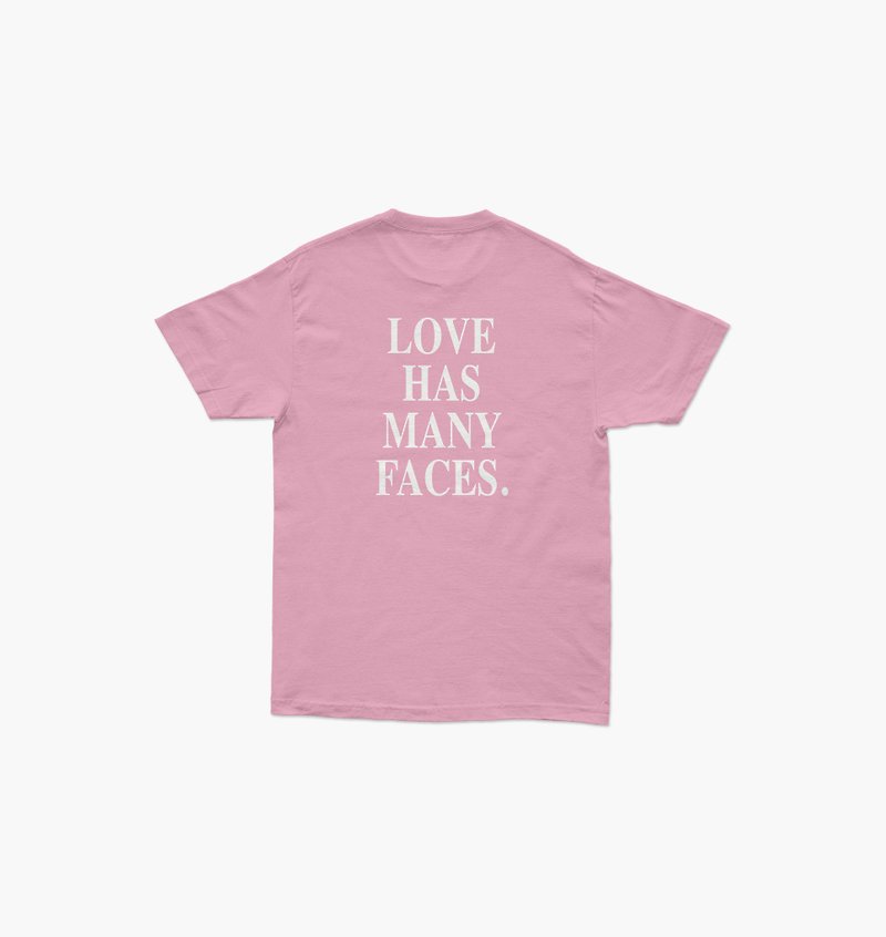 上衣 HAY : LOVE HAS MANY FACES T 恤 - 粉色/白色（男女通用） - 女装 T 恤 - 棉．麻 