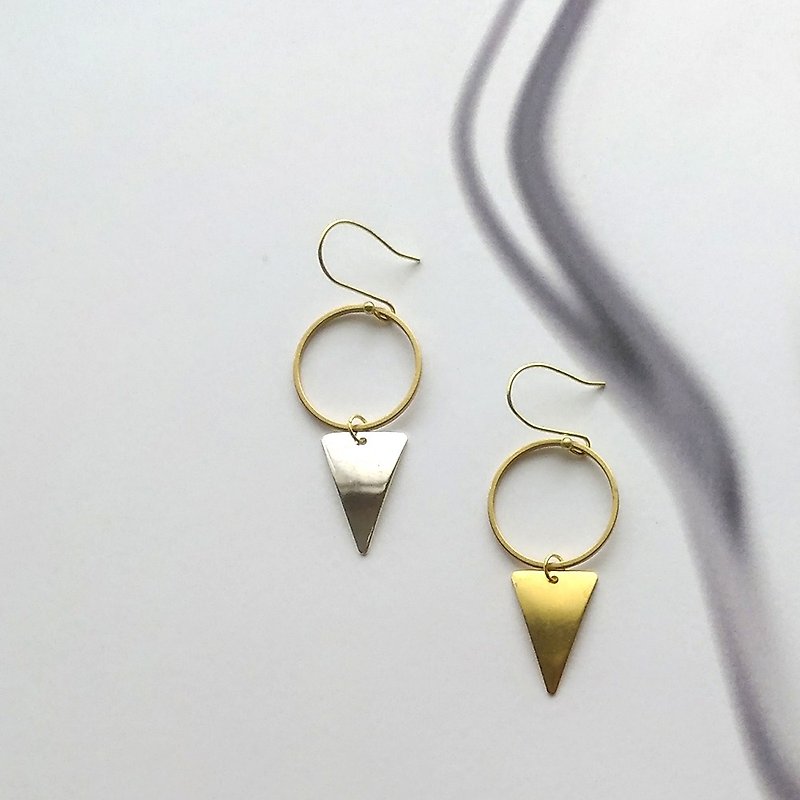 e101-黄铜 针式夹式耳环 - 耳环/耳夹 - 铜/黄铜 金色