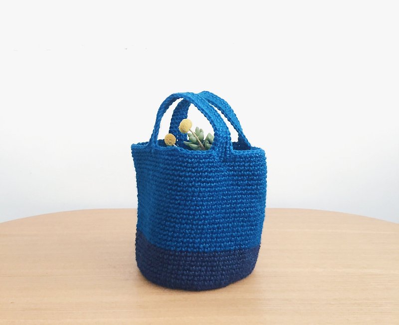 日本麻线鈎织手挽袋 - 手提包/手提袋 - 其他材质 蓝色