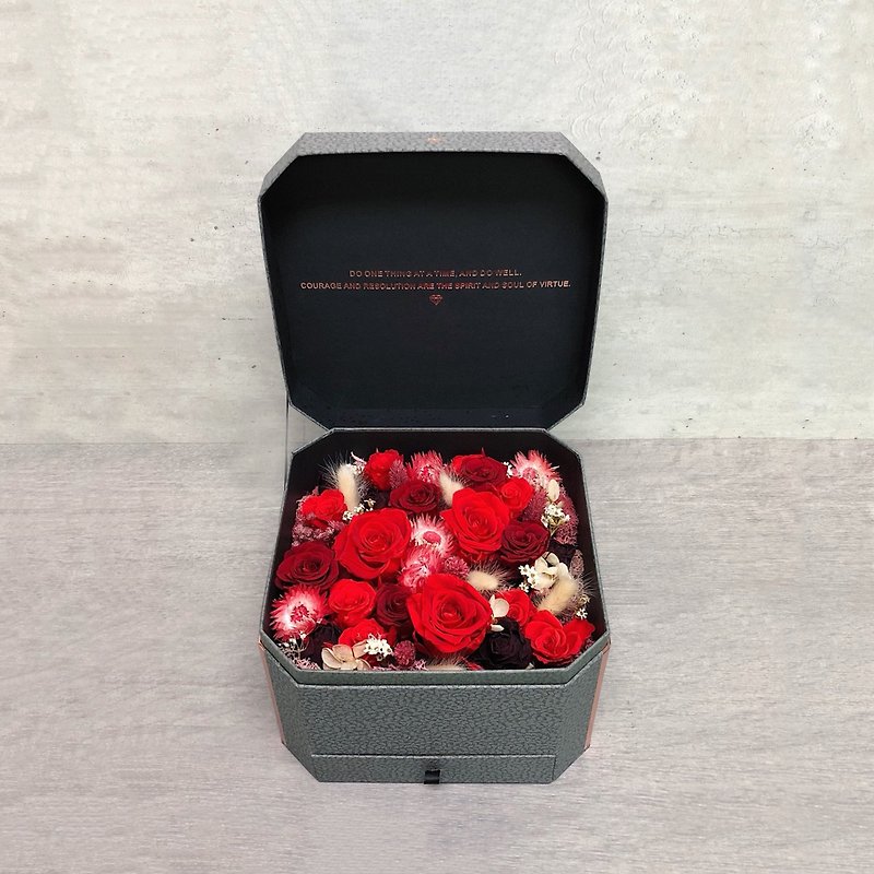情人节永生玫瑰花礼盒 火热红 - 干燥花/捧花 - 植物．花 红色