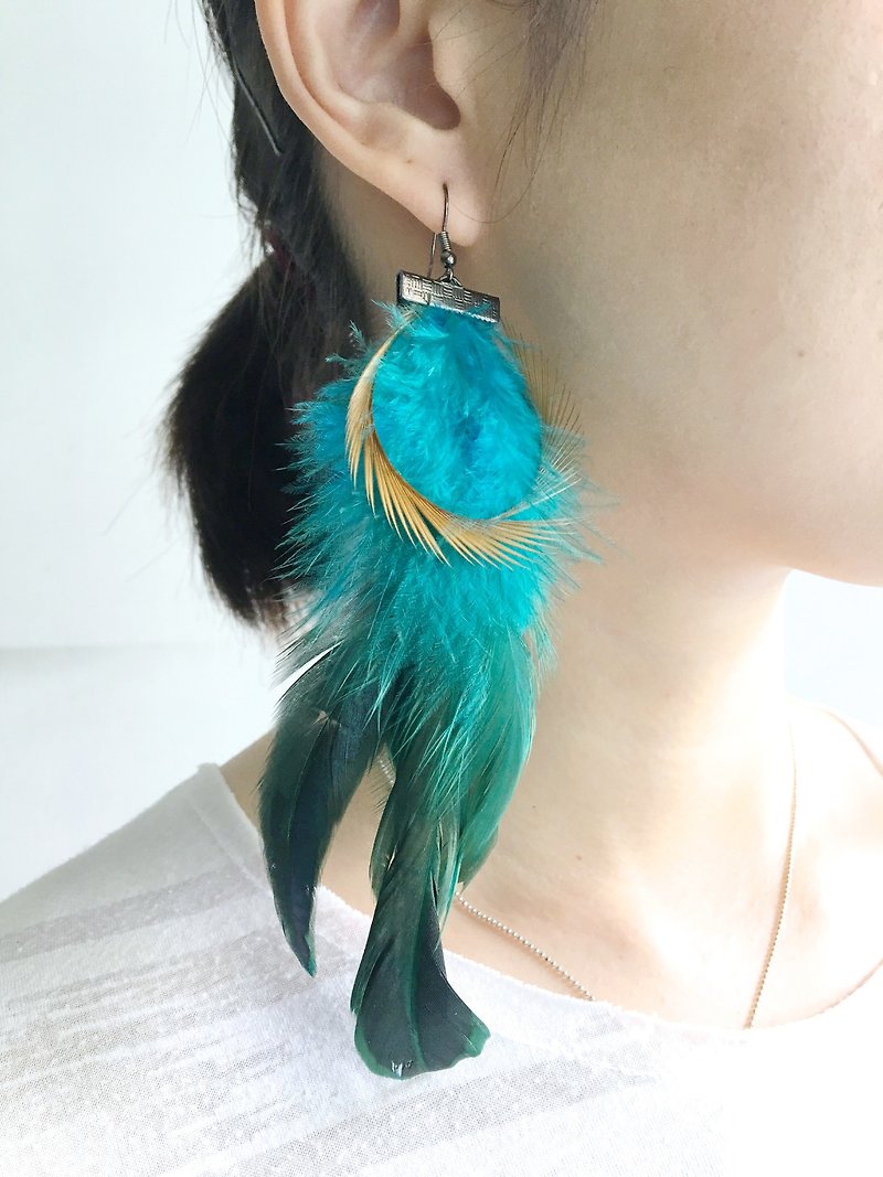 市集寻宝-孔雀蓝绿耳环  耳鈎式 - 耳环/耳夹 - 其他材质 多色