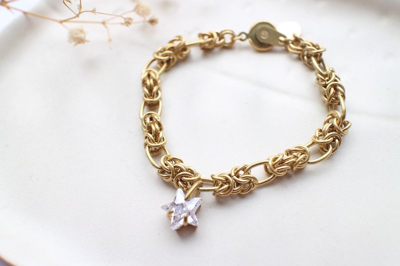 星情-星星锆石 黄铜手链 - 手链/手环 - 其他金属 金色