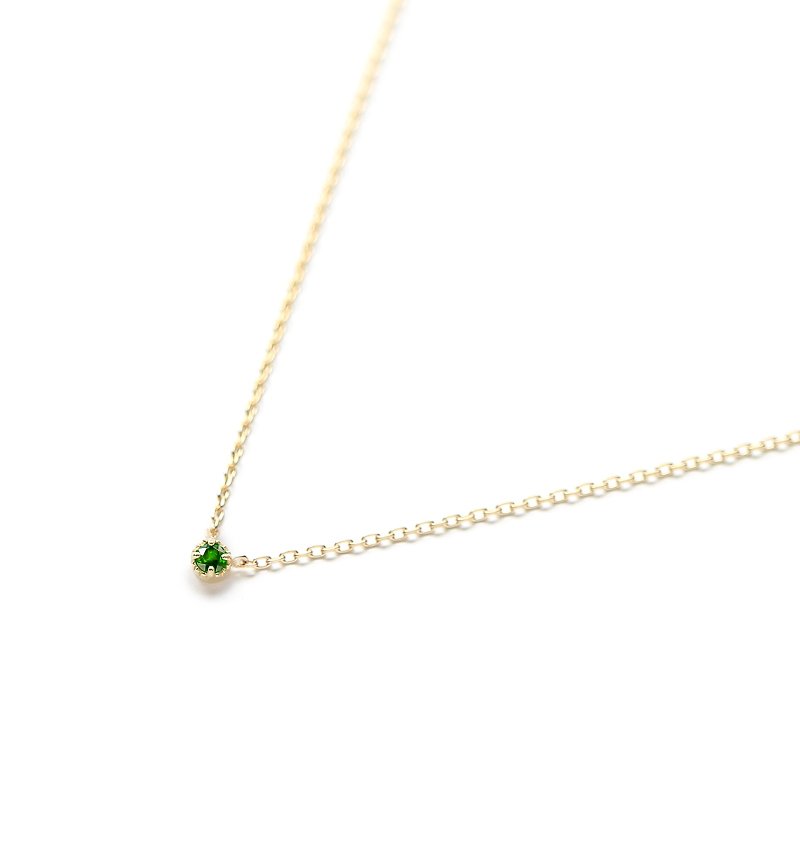 1月誕生石 K10 ツァボライト(グリーンガーネット)の一粒ネックレス ~Petela~(K18 変更可能) - 项链 - 宝石 绿色