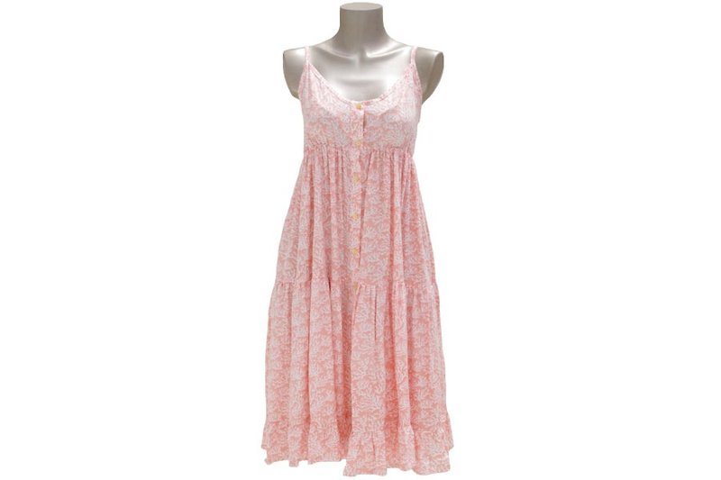 大人のサンゴ柄キャミソールティアードドレス＜パステルピンク＞ - 洋装/连衣裙 - 其他材质 粉红色