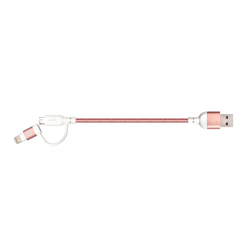 PeAk Duo 双用金属编织线 20cm 玫瑰金 - 充电宝/传输线 - 其他金属 粉红色