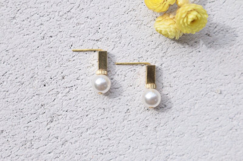 黄铜 珍珠 耳环 1046-决定 - 耳环/耳夹 - 珍珠 白色