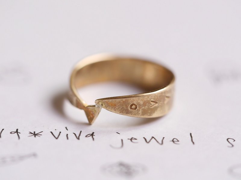 おととリング　Fish　　素材　真鍮 - 戒指 - 铜/黄铜 金色