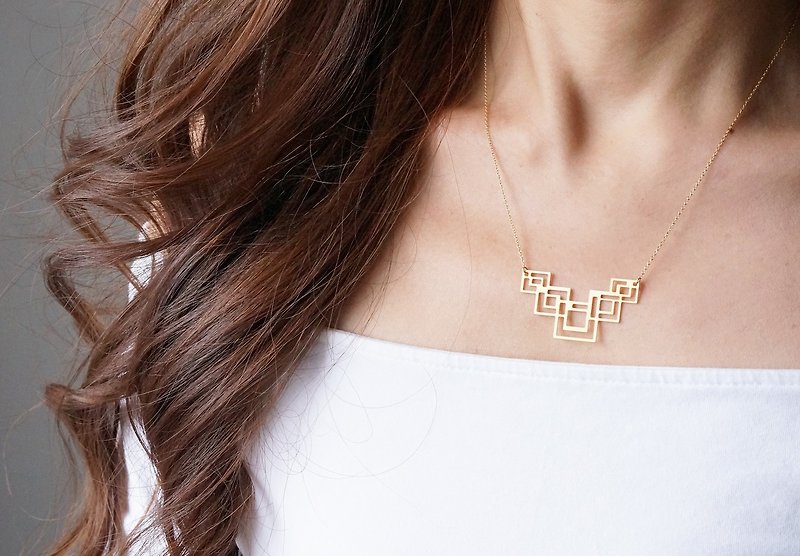 【Israel】14KGF Necklace,Abstract-004- - 项链 - 其他金属 金色
