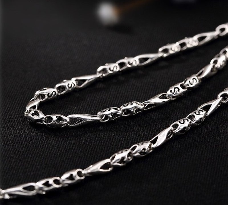 925 Sterling Silver Chains Necklace without Pendant Unisex Handmade Fine Jewelry - 项链 - 纯银 银色