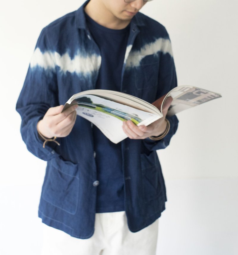 工装衬衫外套蓝染indigo系列 男款 fete 原创设计 - 男装衬衫 - 棉．麻 