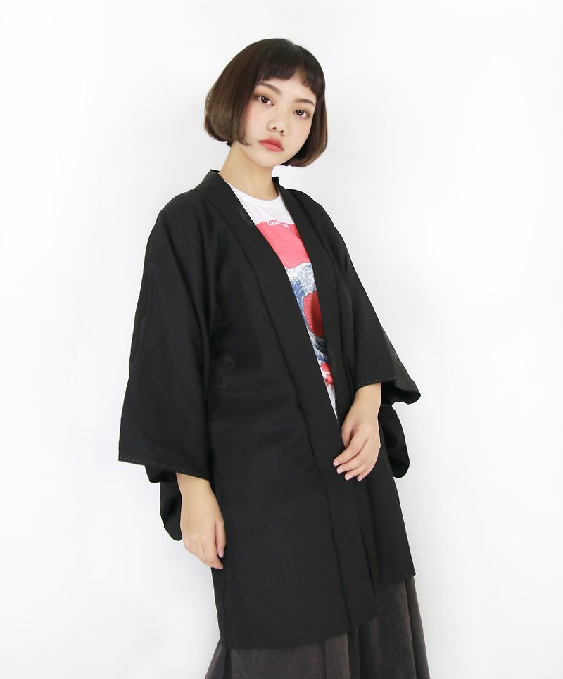 Back to Green::日本带回和服 羽织 金线车轮 //男女皆可穿// vintage kimono (KI-104) - 女装休闲/机能外套 - 丝．绢 