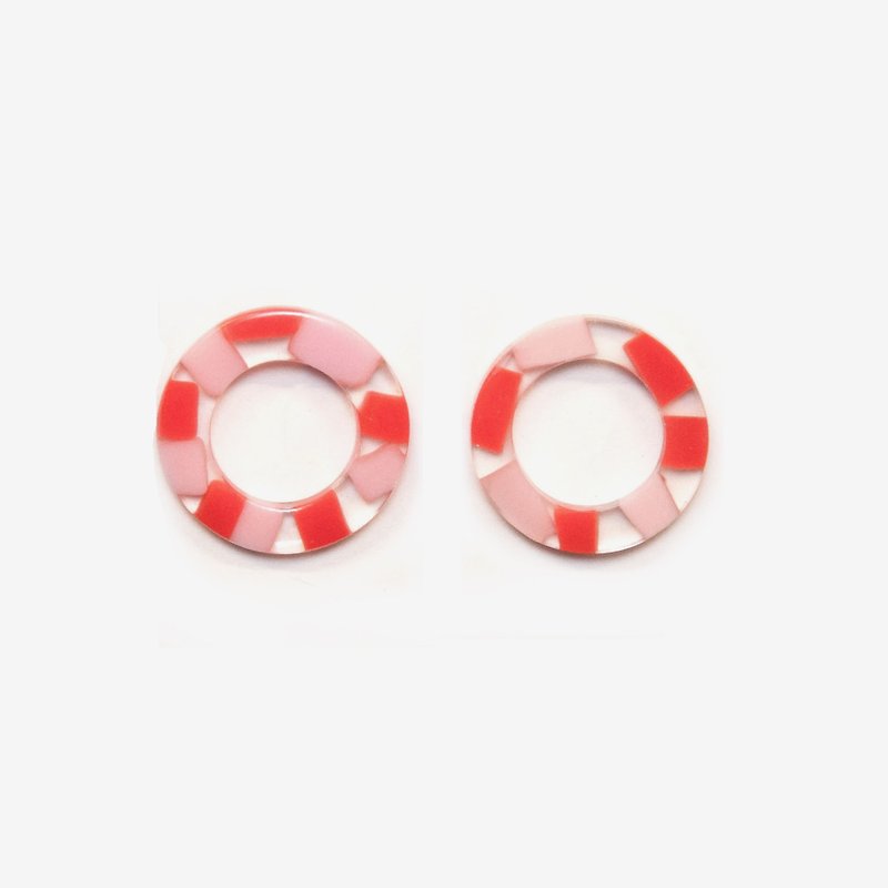 果冻小圈圈耳环-粉 耳针/耳夹 - 耳环/耳夹 - 塑料 粉红色