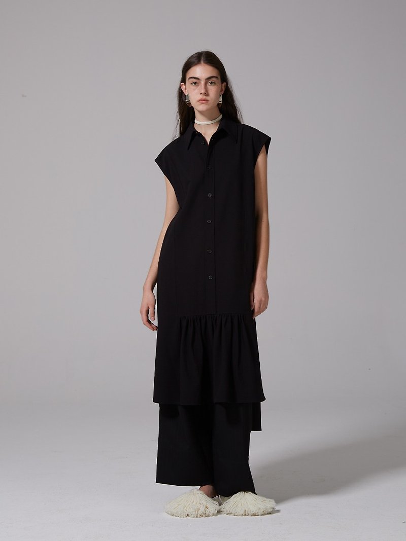 黑色解构背心连衣裙 - 裙子 - 聚酯纤维 黑色
