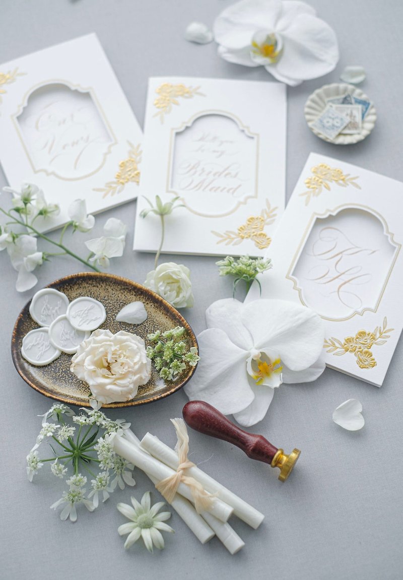 定制化誓言卡西洋书法多用途卡感谢卡bridesmid card handmade - 其他 - 纸 白色