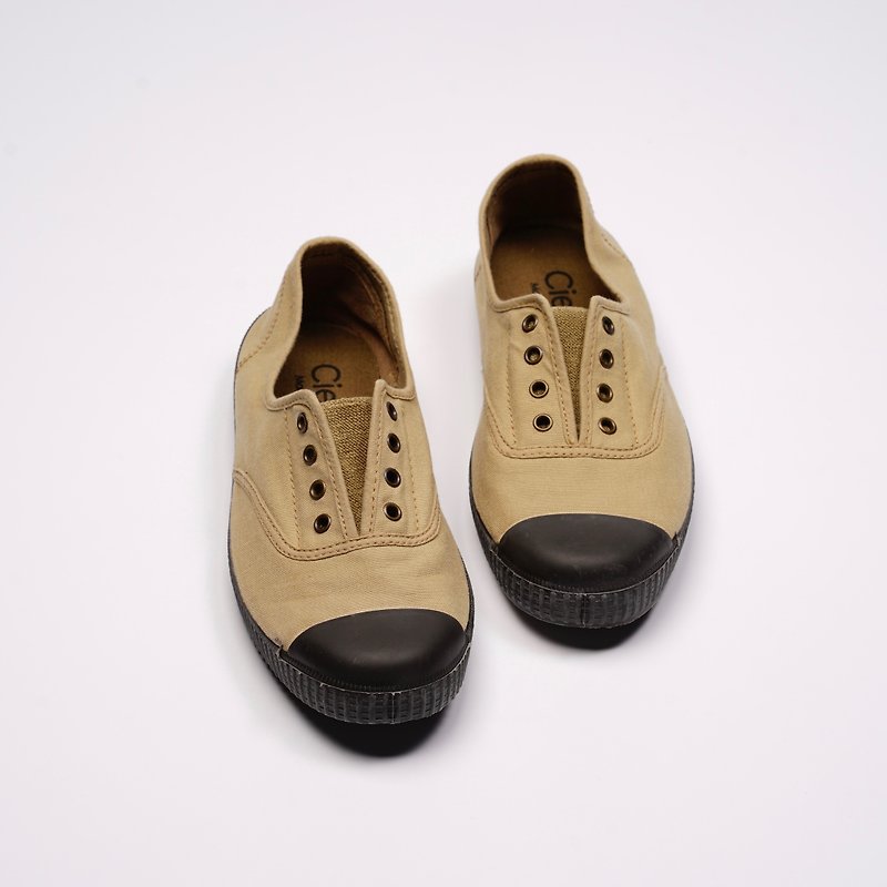 西班牙帆布鞋 CIENTA T955997 21 卡其色 黑底 经典布料 大人 - 女款休闲鞋 - 棉．麻 卡其色