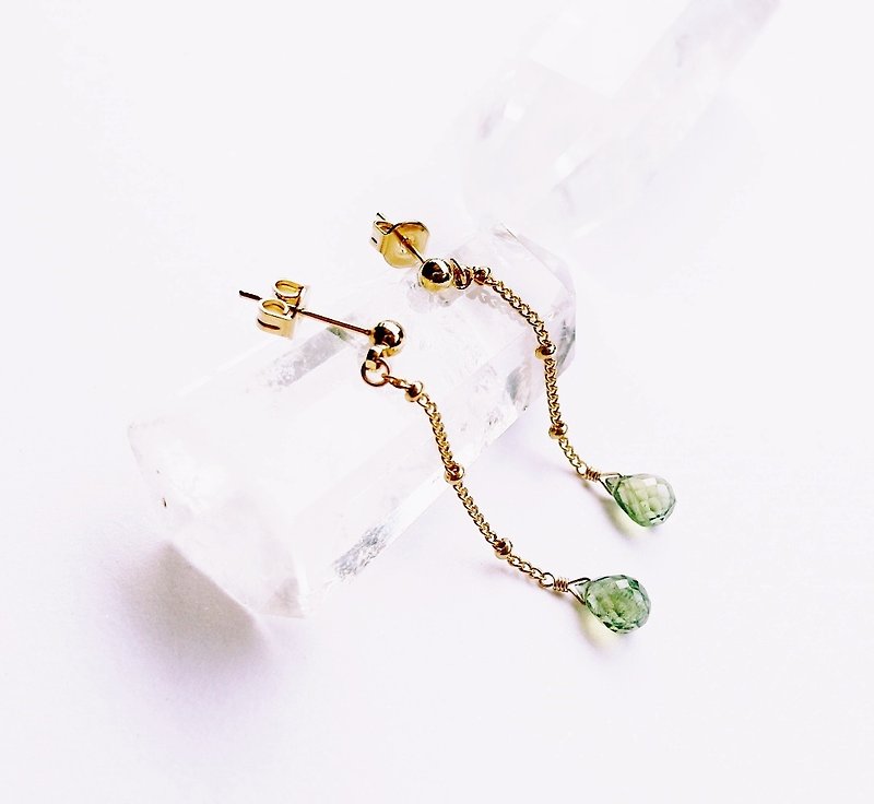 古典森林  天然磷灰石耳环 14K GF 送礼 天然石 轻珠宝 水晶 - 耳环/耳夹 - 宝石 绿色