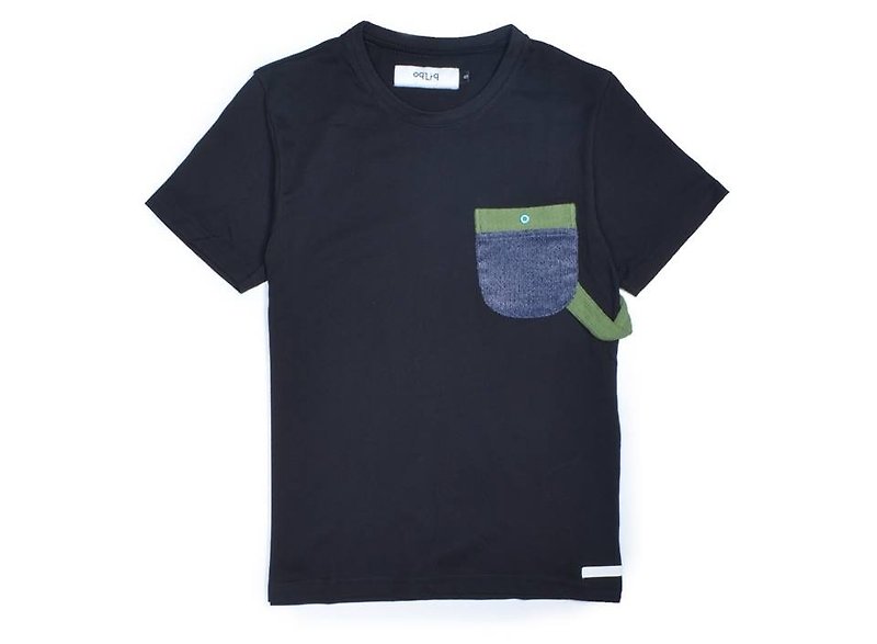 oqLiq - Urban Knight - 针织工作口袋T-shirt (黑) L - 男装上衣/T 恤 - 棉．麻 黑色