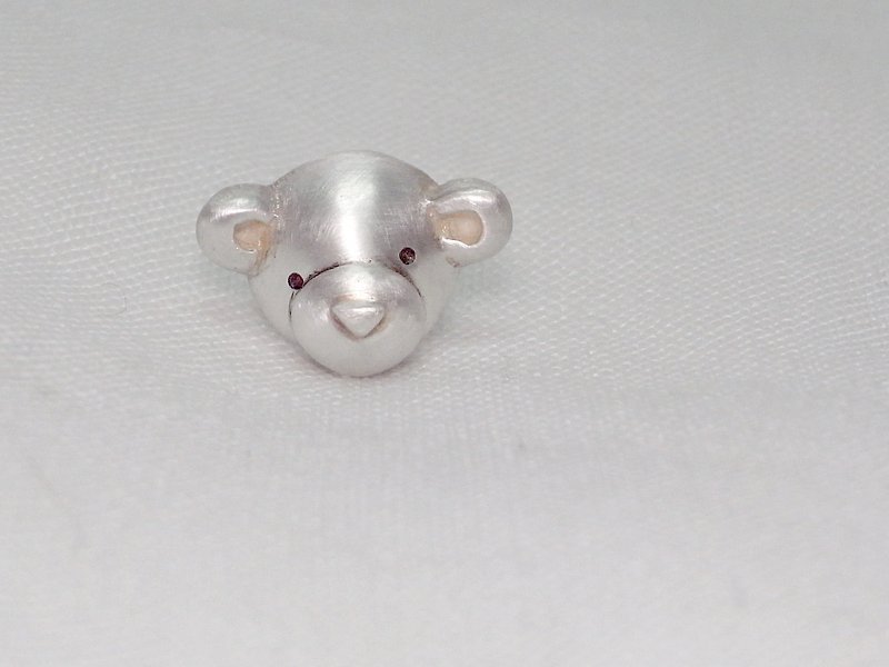 Teddy bear 泰迪熊 41号 | 纯银 耳针 耳环 | 1款是单1个喔 ! - 耳环/耳夹 - 银 灰色