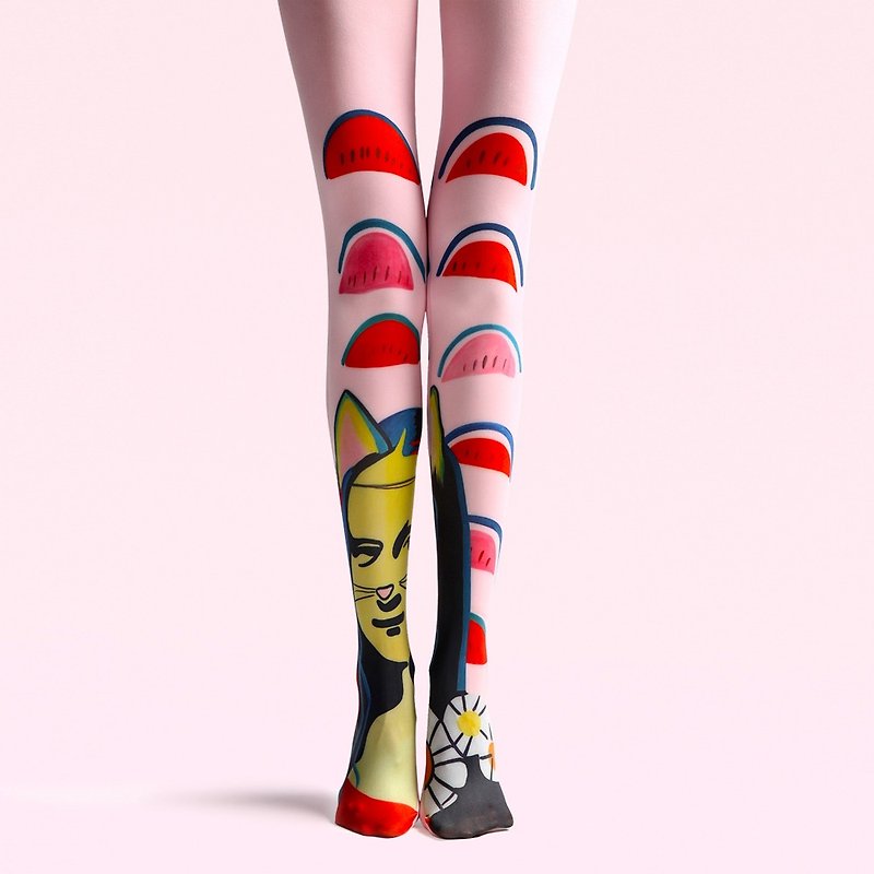 viken plan 設計師品牌 連褲襪 棉襪 創意絲襪 圖案絲襪 蒙娜丽莎 - 袜子 - 棉．麻 