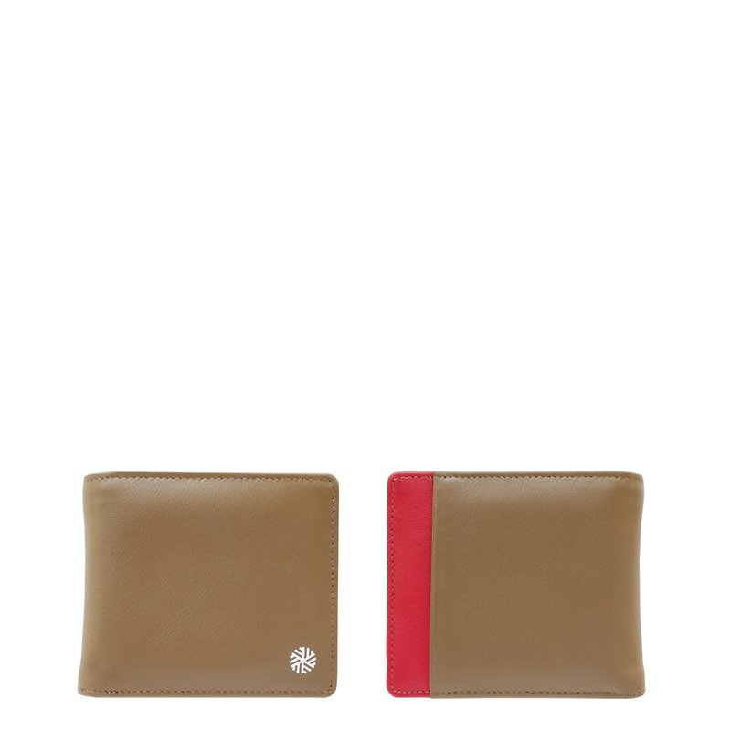 IVERSEN Timo Wallet in Taupe / Red - 皮夹/钱包 - 真皮 卡其色