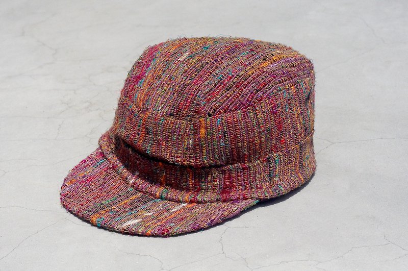 限量一件 手工纱丽线编织 鸭舌帽/编织帽/渔夫帽/遮阳帽 - 手捻纱丽线手织布 - 帽子 - 纸 红色