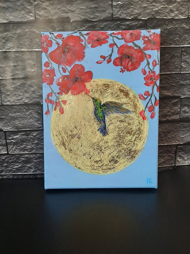 担架上的蜂鸟画压克力画 蜂鸟画 - 海报/装饰画/版画 - 棉．麻 金色