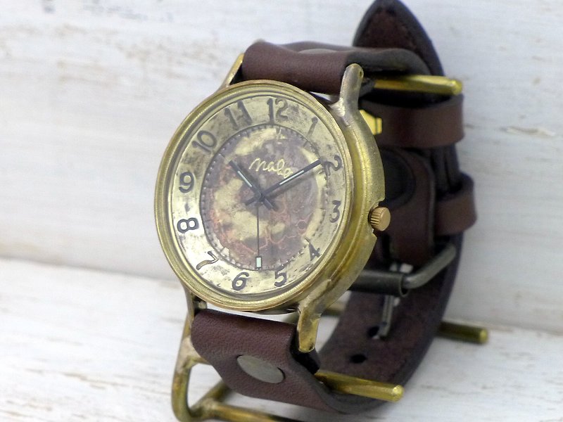 手作り腕時計 'GRANDAD-B' 特大42mmBrass(真鍮) アラビア数字  (JUM116アラビア) - 女表 - 铜/黄铜 金色