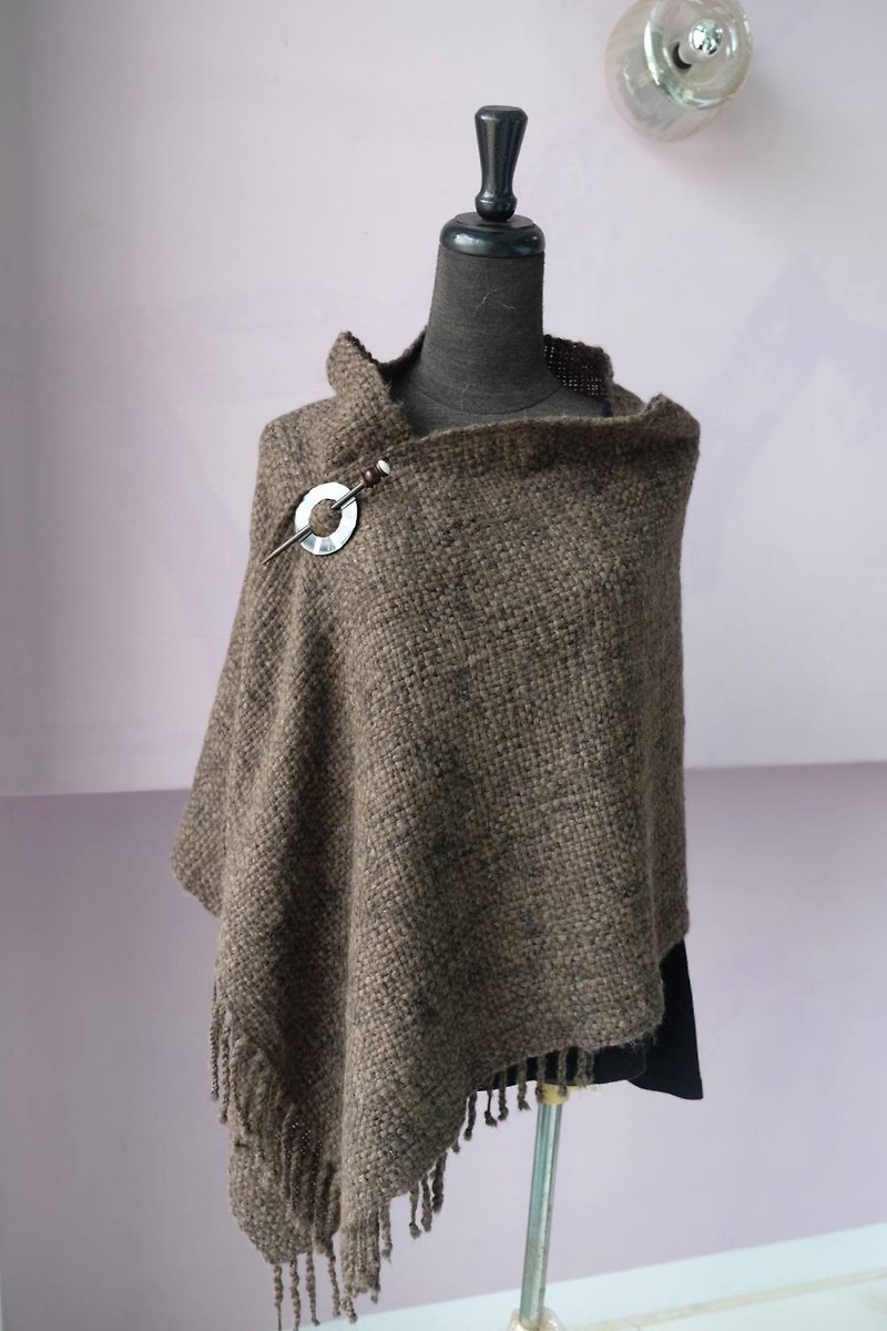 Handwoven by Carina | Mohair Shawl/Wrap - 围巾/披肩 - 其他材质 咖啡色