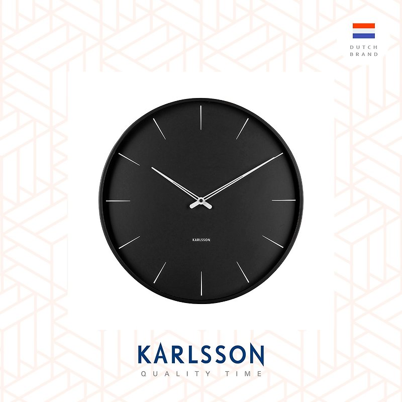 荷兰 Karlsson, Wall clock 40cm Lure black 设计师挂钟黑色 - 时钟/闹钟 - 其他金属 黑色
