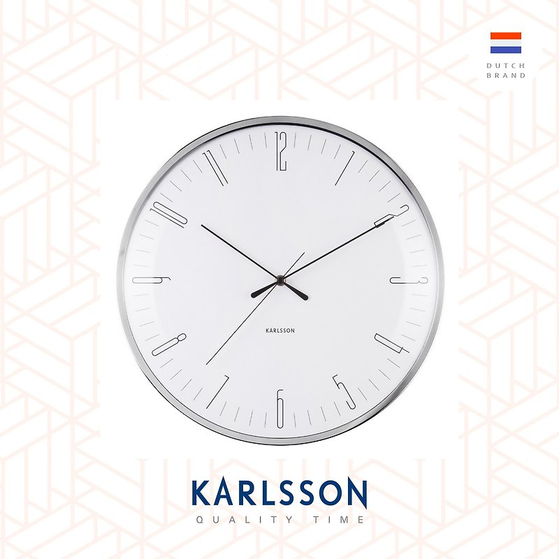 玻璃 时钟/闹钟 白色 - 荷兰 Karlsson, Wall clock Dragonfly White, Dome glass