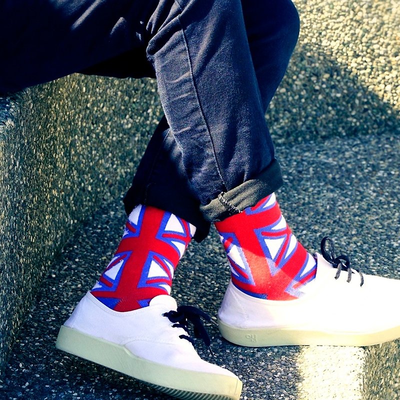 英伦风绅士袜 - Royal Navy, Union Jack 英国旗 - 复古风格袜子 - 绅士袜 - 棉．麻 蓝色
