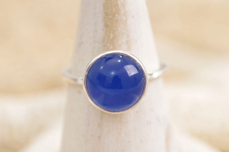 ブルーアゲートの一粒シルバーリング - 戒指 - 石头 蓝色