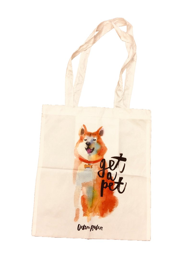 PK bearsI热爱生活购物袋-Get a Pet秋田(白色) - 侧背包/斜挎包 - 防水材质 蓝色