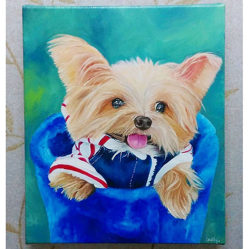 定制手绘人物 宠物 油画像 27×22 - 订制画像 - 棉．麻 