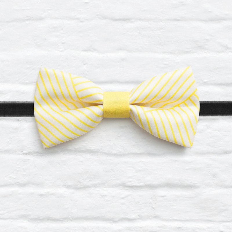 Style 0167 条子的拼贴 印花缎面领结 黄色 限量手工领结 - 颈链 - 其他材质 黄色