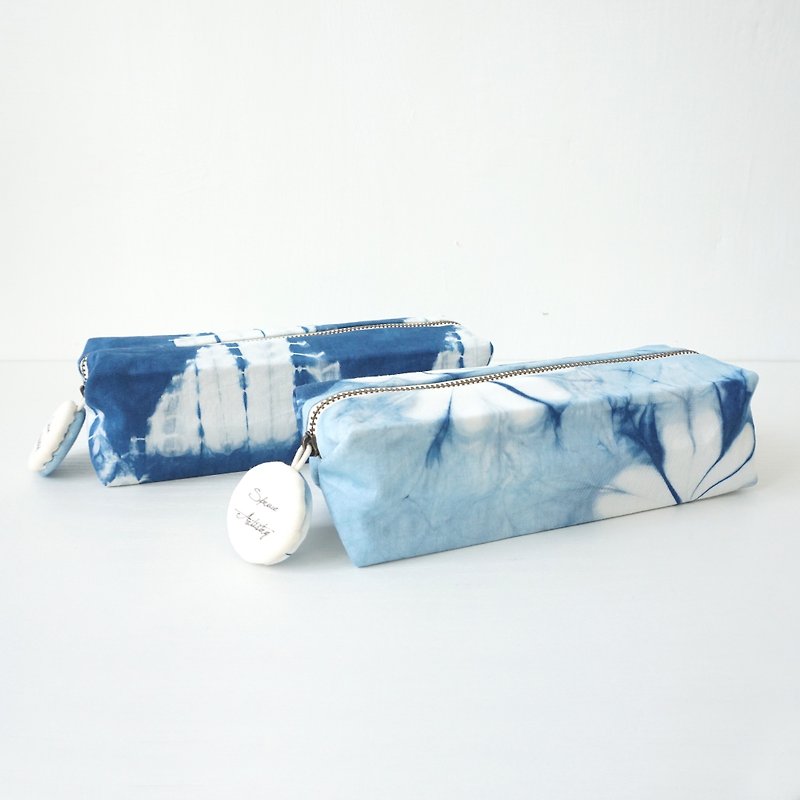 S.A x 蓝染立体笔袋(M) Spring/ Iceberg - 铅笔盒/笔袋 - 棉．麻 蓝色