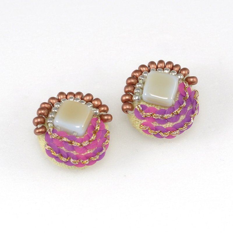 tiny circle beads earrings,statement earrings,beaded earrings 3 - 耳环/耳夹 - 塑料 黄色