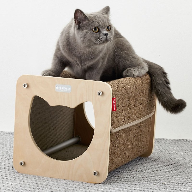 好好窝的猫屋(猫专用) 地毯材质耐抓又可以洗衣机水洗 - 床垫/笼子 - 木头 卡其色