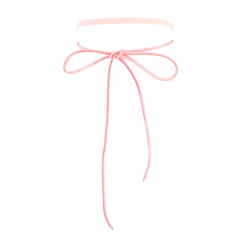 经典绕绳颈链-粉红色 - 项链 - 真皮 粉红色