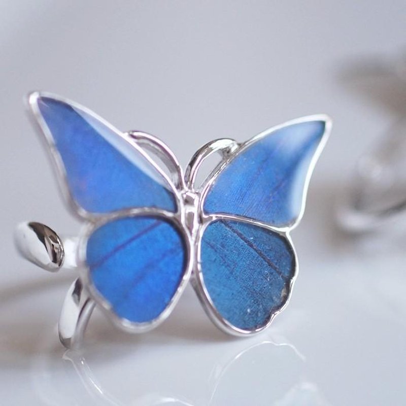 モルフォ蝶のSilverリング - 戒指 - 纯银 蓝色