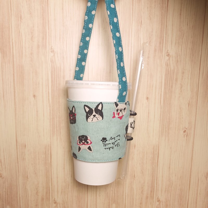 Bao-斗牛犬环保饮料提袋 - 随行杯提袋/水壶袋 - 棉．麻 多色