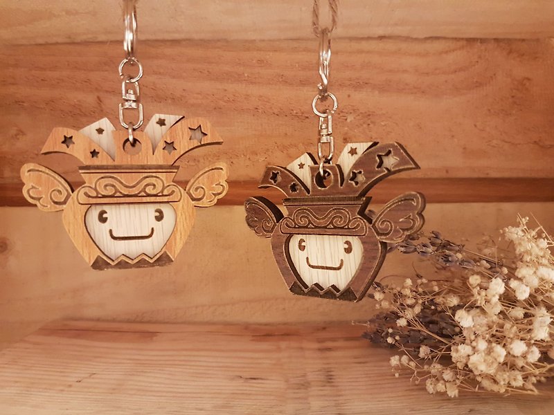 【教师节礼物】木雕星座吊饰─水瓶座钥匙圈 礼物 - 钥匙链/钥匙包 - 木头 咖啡色