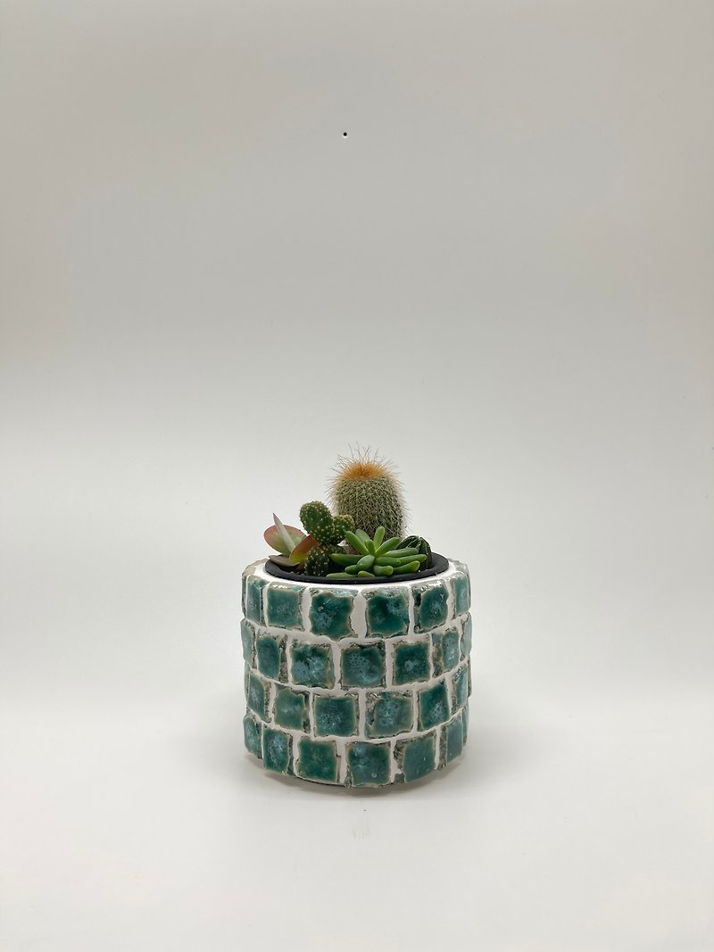 锈瓷马赛克花器 - 花瓶/陶器 - 水泥 绿色