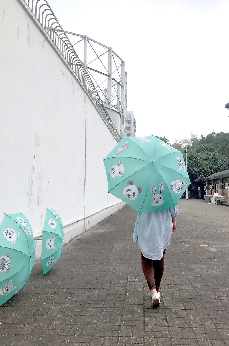 专属订单 - adc 派对动物 手动 三折伞 雨伞 杂动物 - 雨伞/雨衣 - 防水材质 绿色